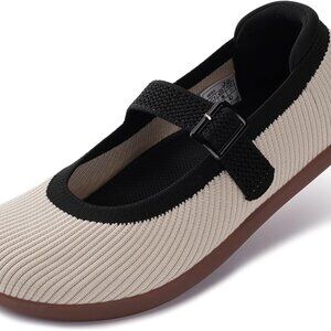 Womens Wide Toe Box Barefoot Flats Knit Rubber Sole Zero Drop for Comfort